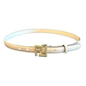 Fendi FF Studded Skinny Ivory Latte Belt Size
